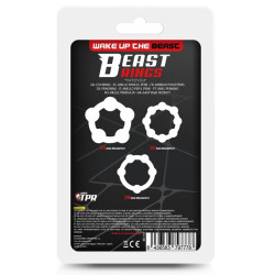 Beast Rings Lot de 3 Mini cockrings souples Beaded Set Transparents